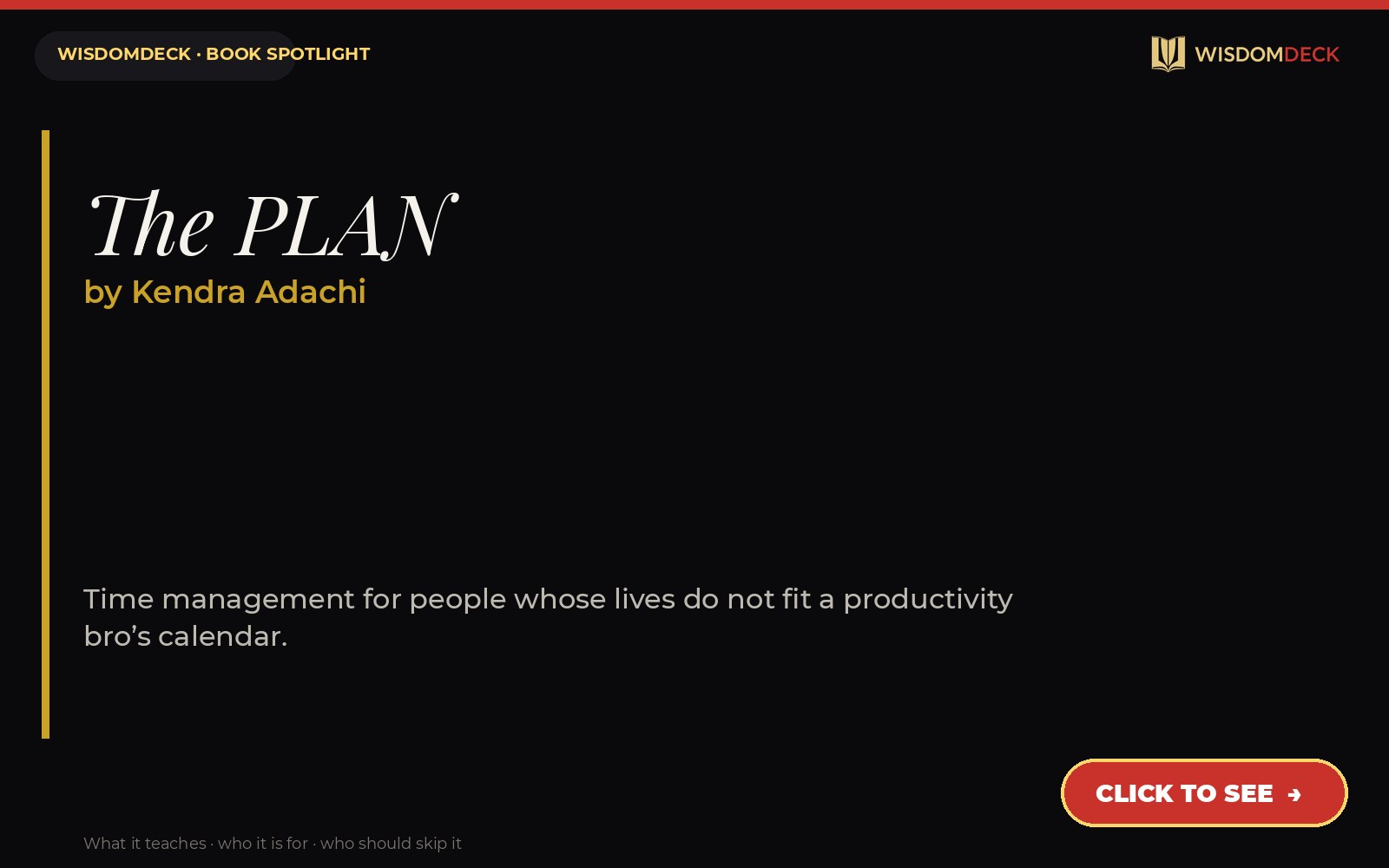 The PLAN by Kendra Adachi — WisdomDeck review