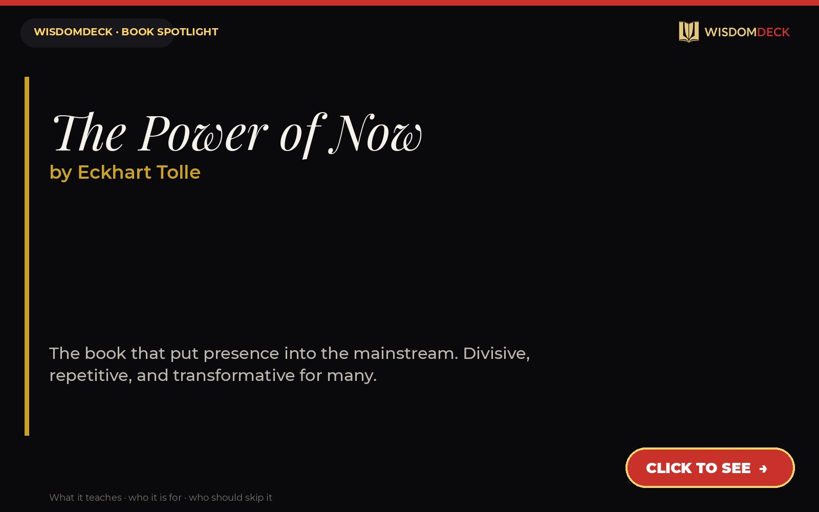 The Power of Now by Eckhart Tolle — WisdomDeck review