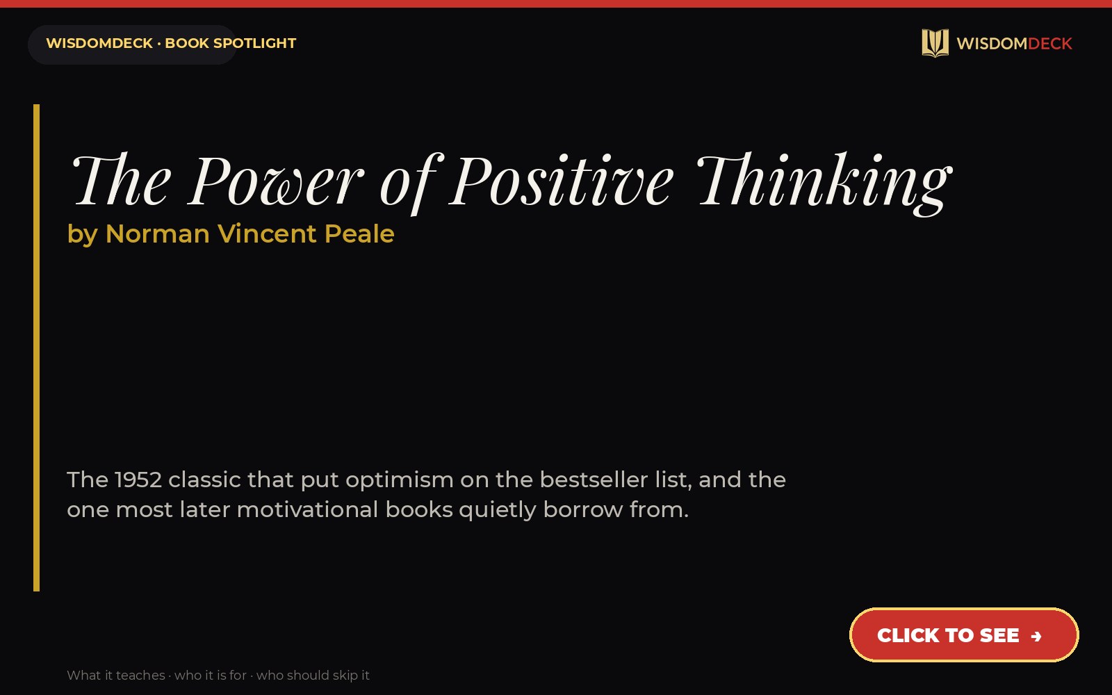 The Power of Positive Thinking by Norman Vincent Peale — WisdomDeck review