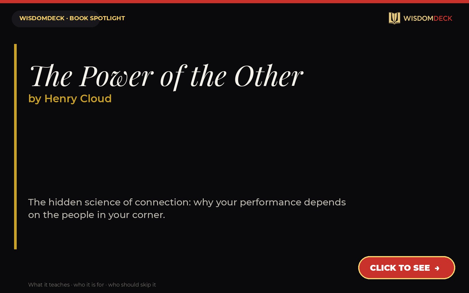The Power of the Other by Henry Cloud — WisdomDeck review