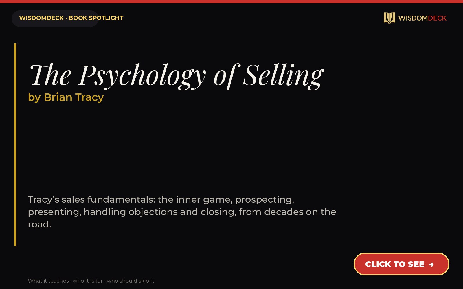 The Psychology of Selling by Brian Tracy — WisdomDeck review