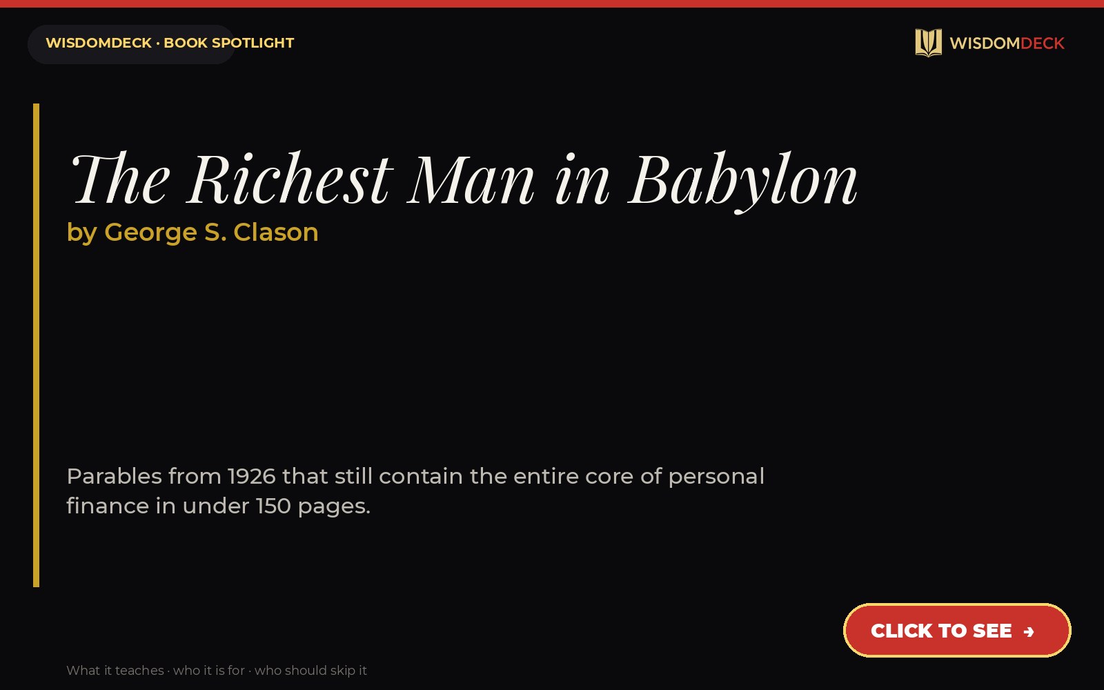 The Richest Man in Babylon by George S. Clason — WisdomDeck review