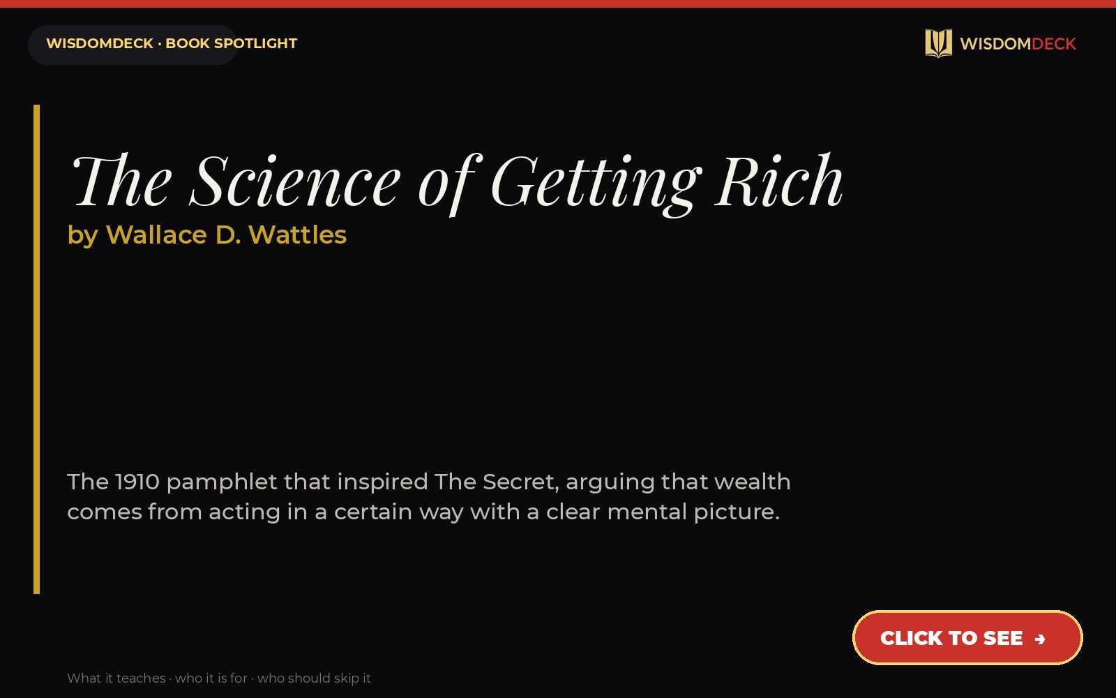 The Science of Getting Rich by Wallace D. Wattles — WisdomDeck review