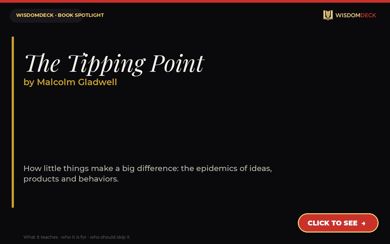 The Tipping Point by Malcolm Gladwell — WisdomDeck review