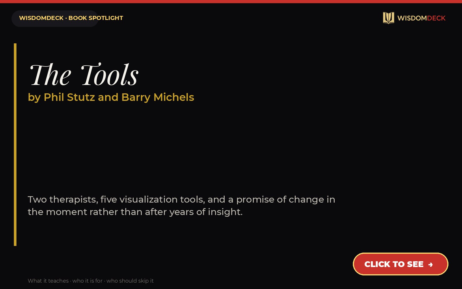 The Tools by Phil Stutz and Barry Michels — WisdomDeck review