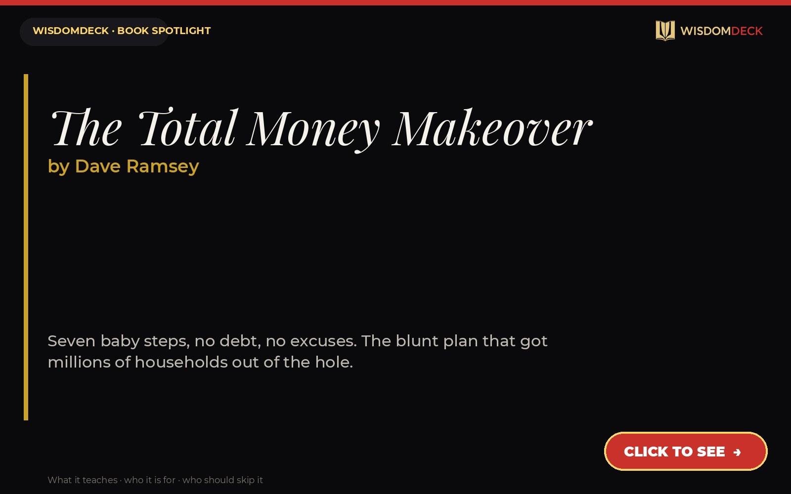 The Total Money Makeover by Dave Ramsey — WisdomDeck review
