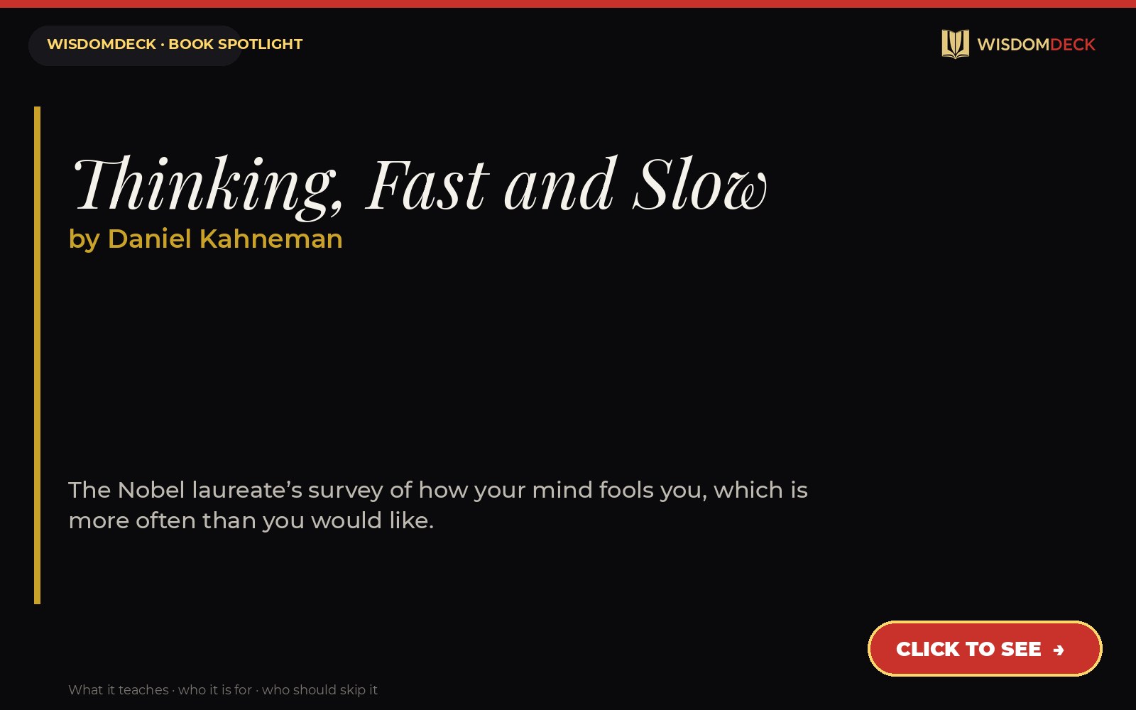 Thinking, Fast and Slow by Daniel Kahneman — WisdomDeck review