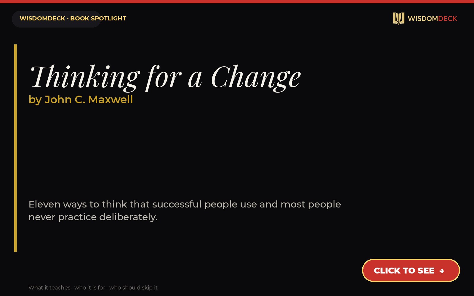 Thinking for a Change by John C. Maxwell — WisdomDeck review