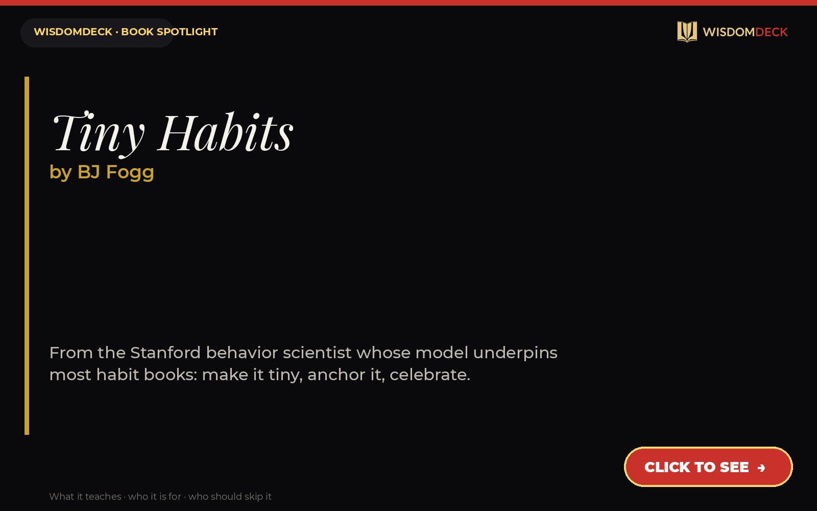 Tiny Habits by BJ Fogg — WisdomDeck honest review