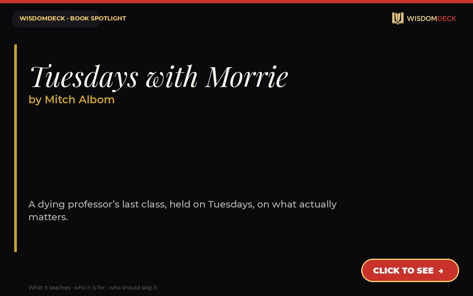 Tuesdays with Morrie by Mitch Albom — WisdomDeck review