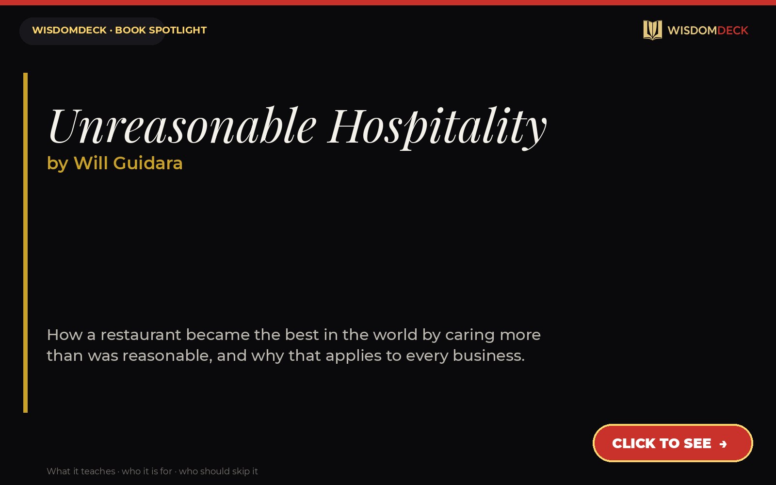 Unreasonable Hospitality by Will Guidara — WisdomDeck review