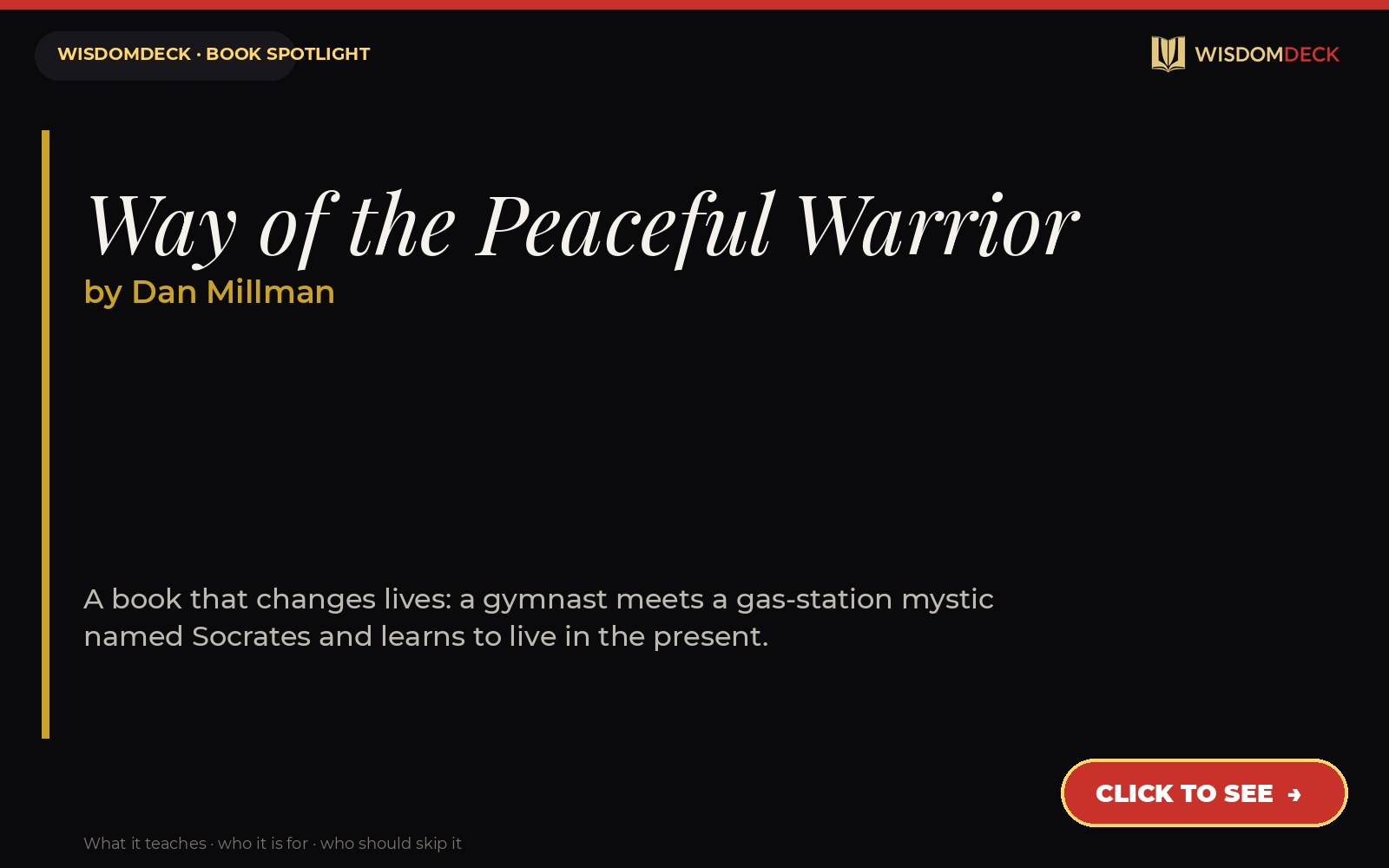 Way of the Peaceful Warrior by Dan Millman — WisdomDeck book spotlight card