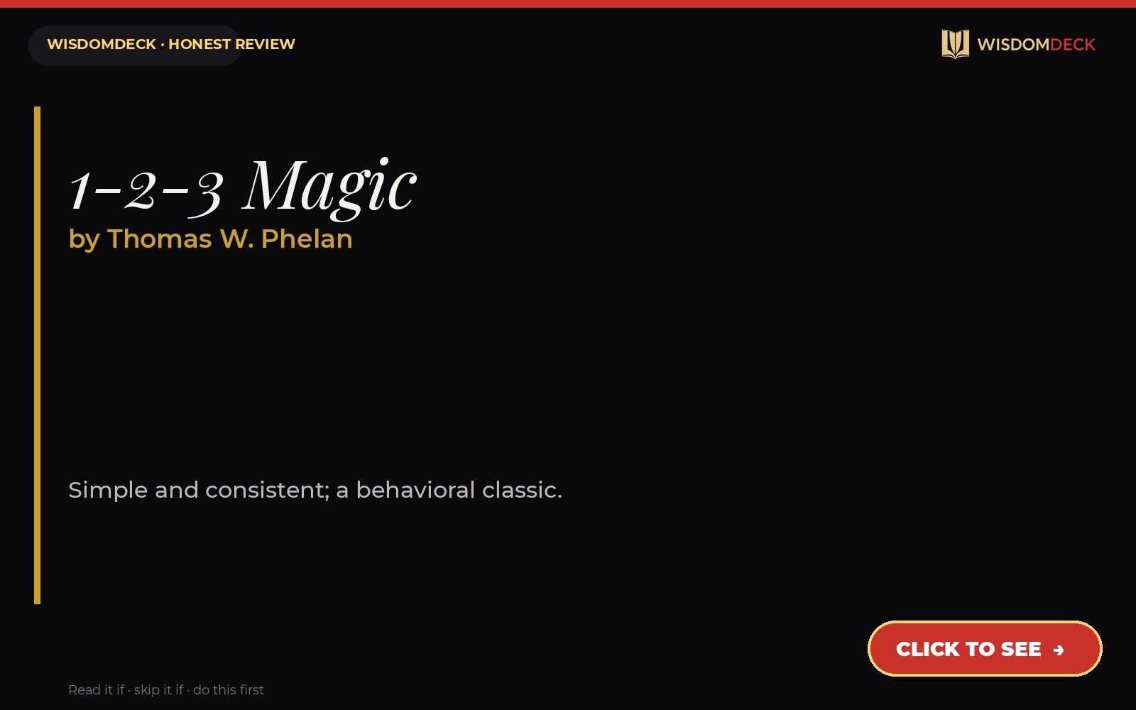 1-2-3 Magic by Thomas W. Phelan — WisdomDeck review