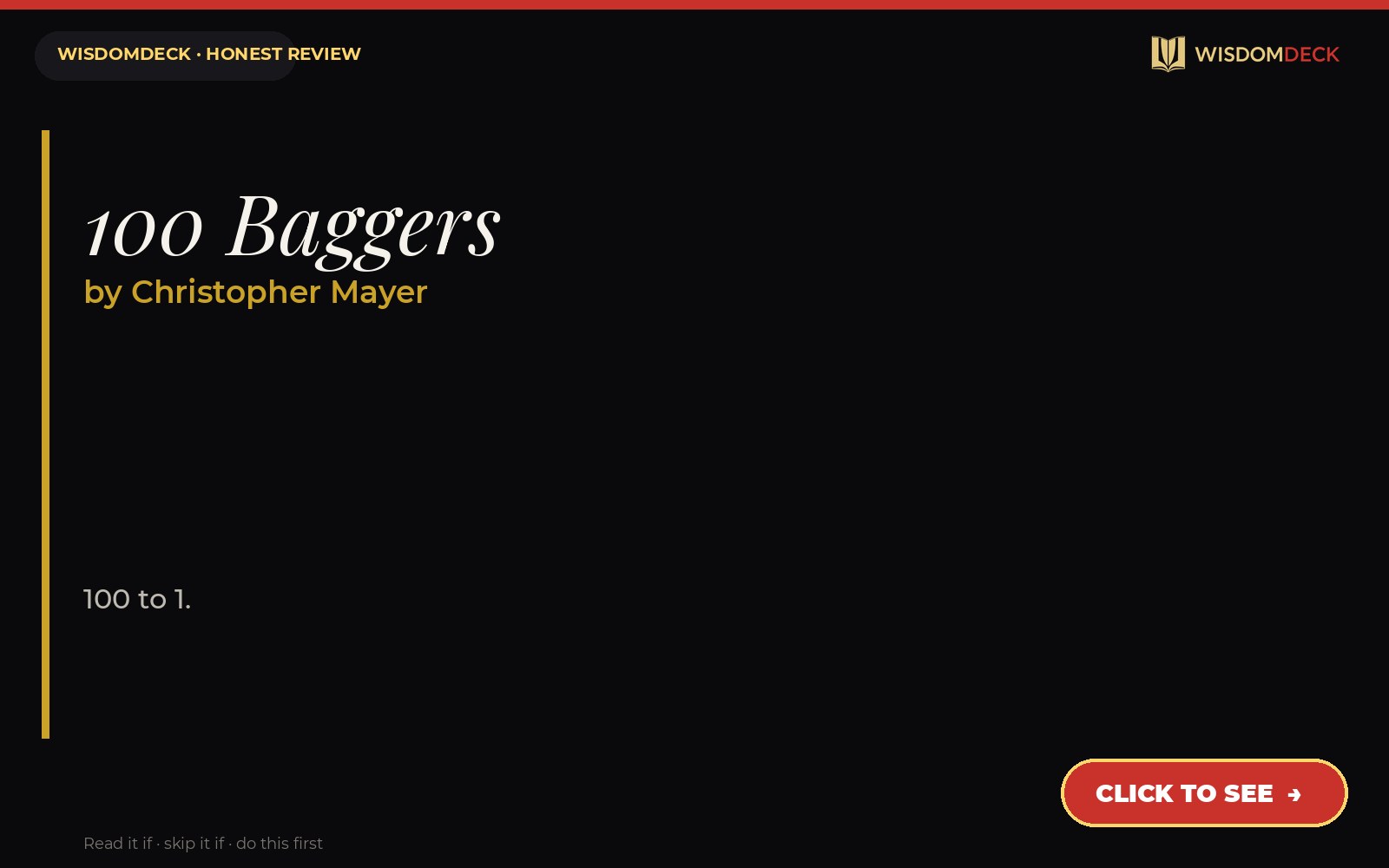 100 Baggers by Christopher Mayer — WisdomDeck honest review