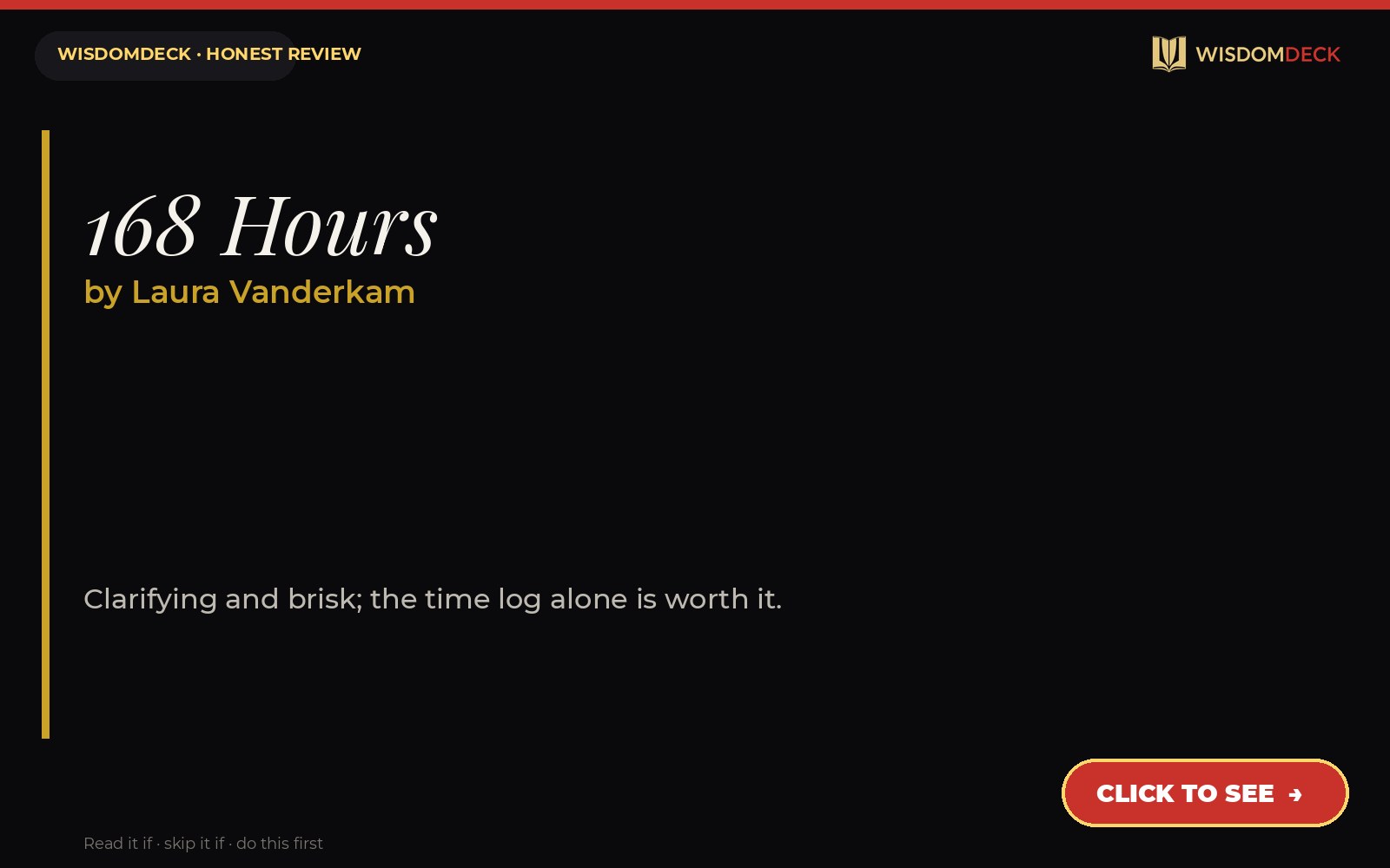 168 Hours by Laura Vanderkam — WisdomDeck review