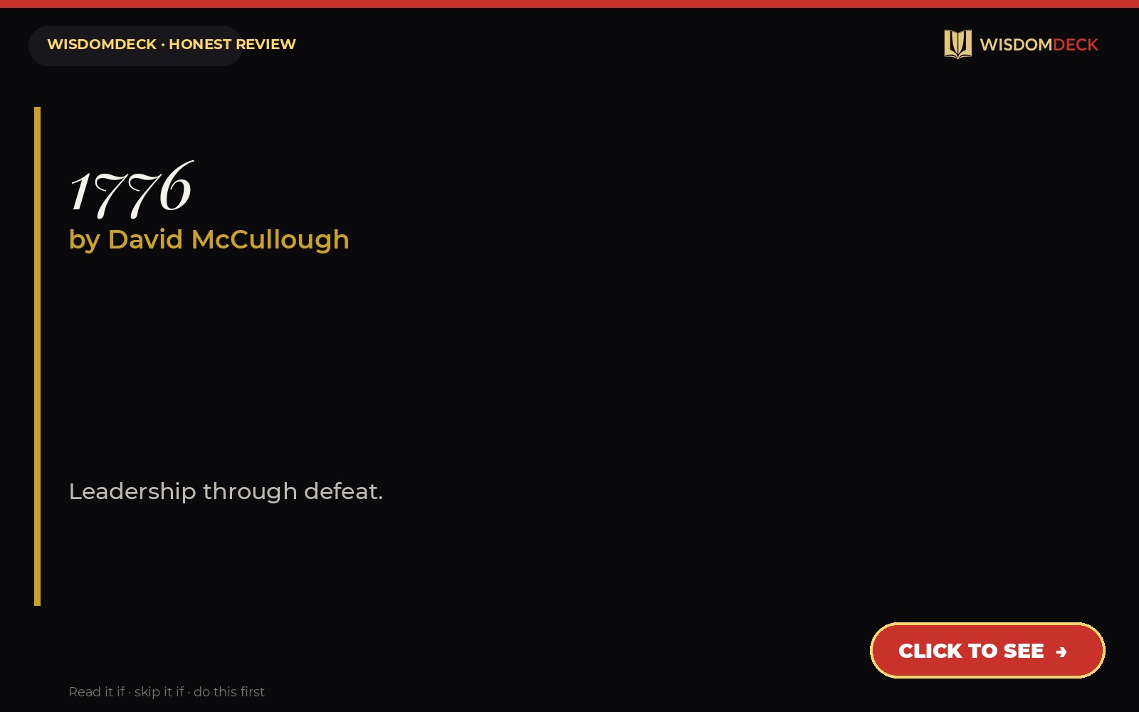 1776 by David McCullough — WisdomDeck honest review