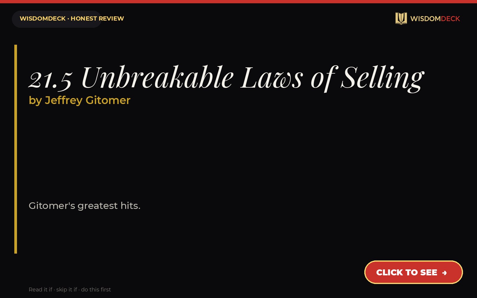 21.5 Unbreakable Laws of Selling by Jeffrey Gitomer — WisdomDeck honest review