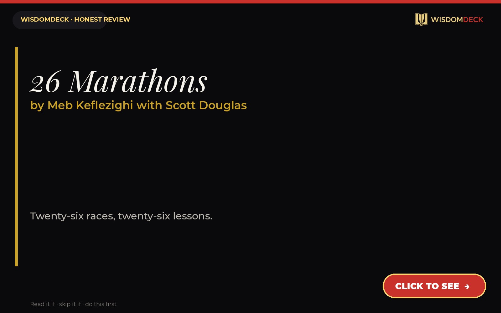 26 Marathons by Meb Keflezighi with Scott Douglas — WisdomDeck honest review