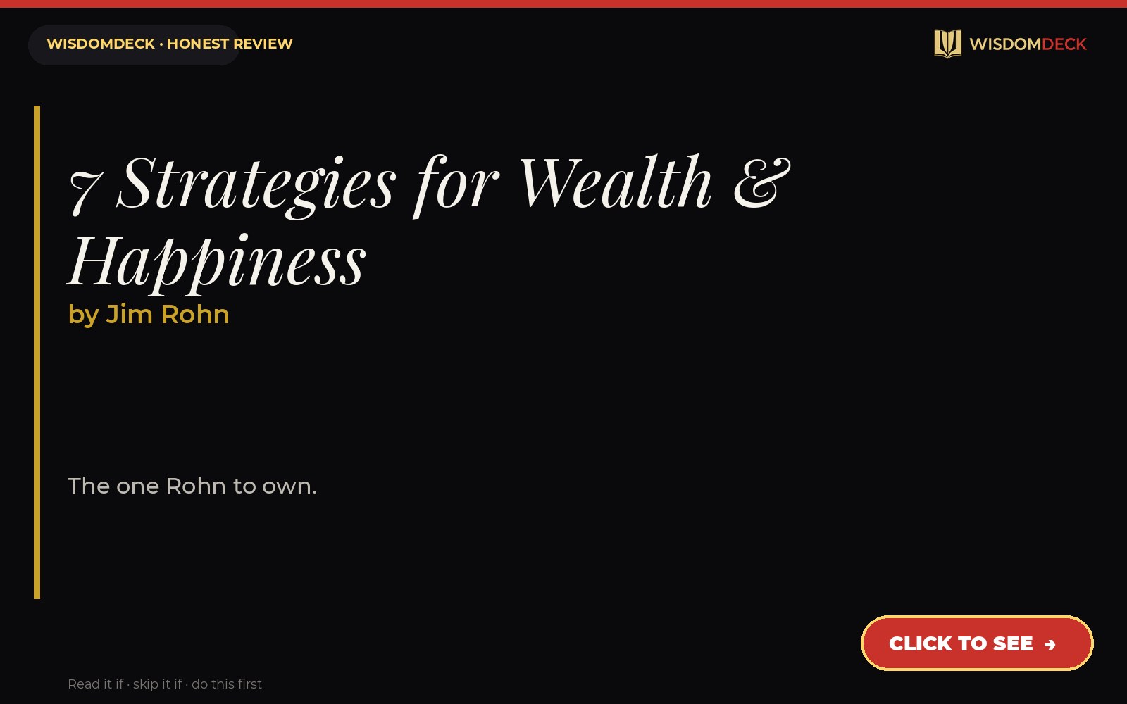 7 Strategies for Wealth & Happiness by Jim Rohn — WisdomDeck review