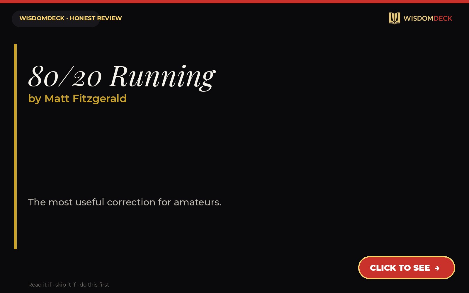 80/20 Running by Matt Fitzgerald — WisdomDeck honest review