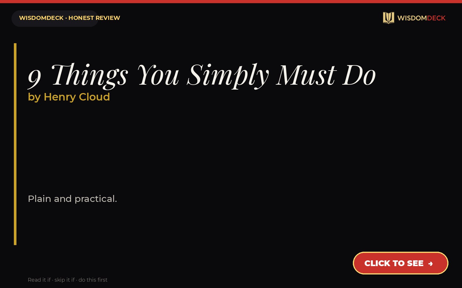 9 Things You Simply Must Do by Henry Cloud — WisdomDeck review