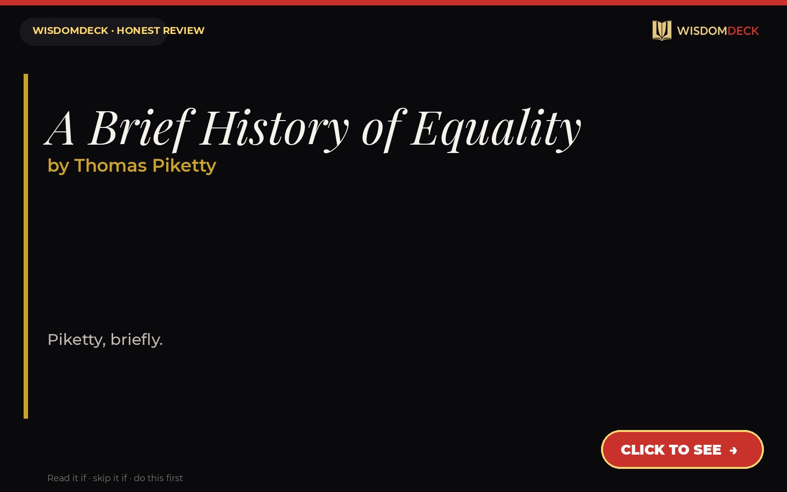 A Brief History of Equality by Thomas Piketty — WisdomDeck review