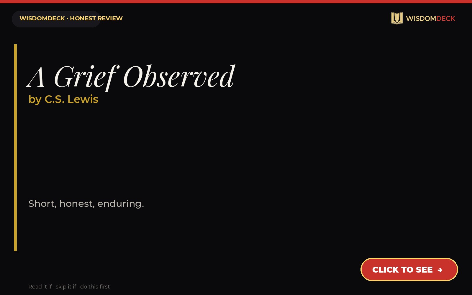 A Grief Observed by C.S. Lewis — WisdomDeck review