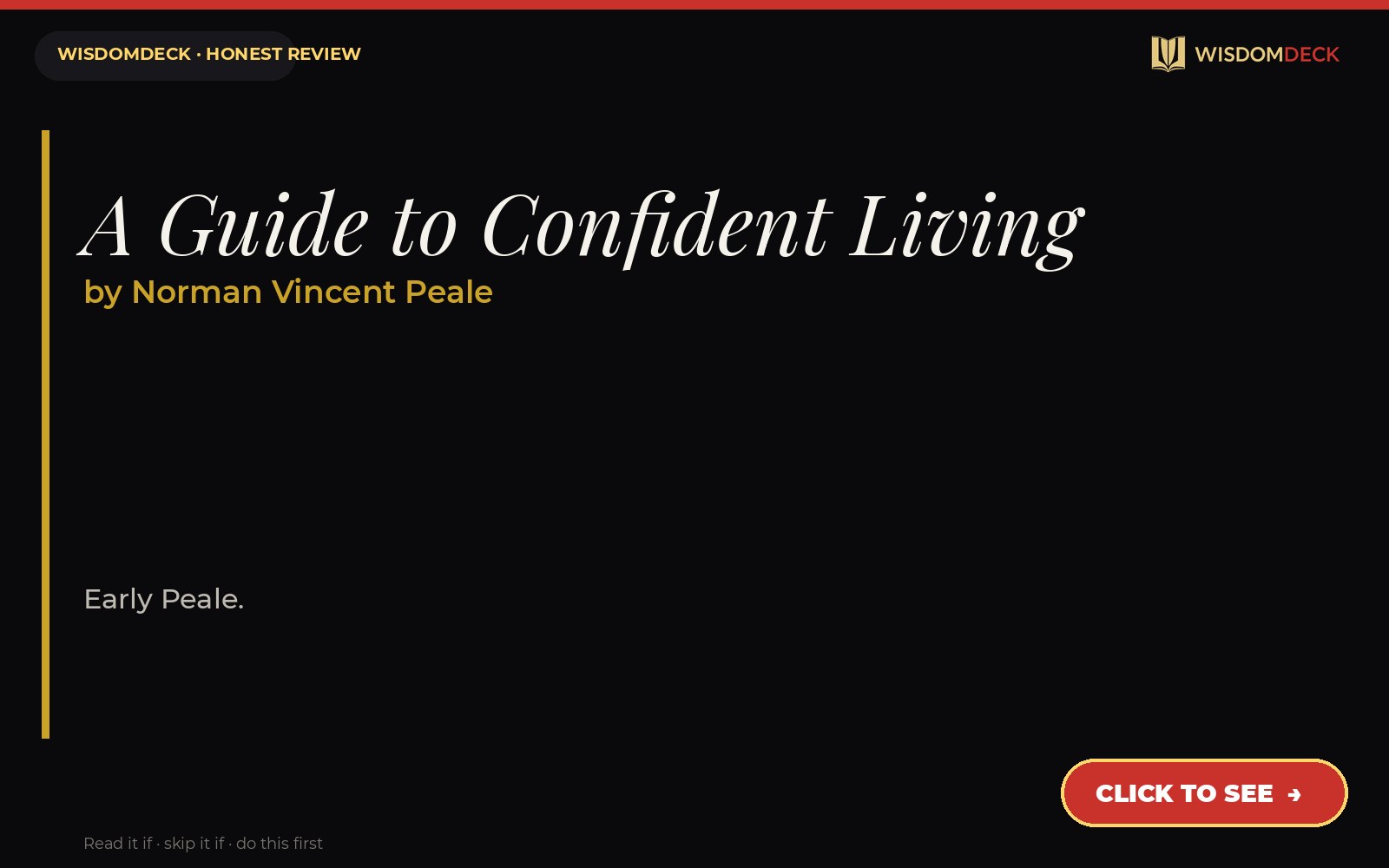 A Guide to Confident Living by Norman Vincent Peale — WisdomDeck review