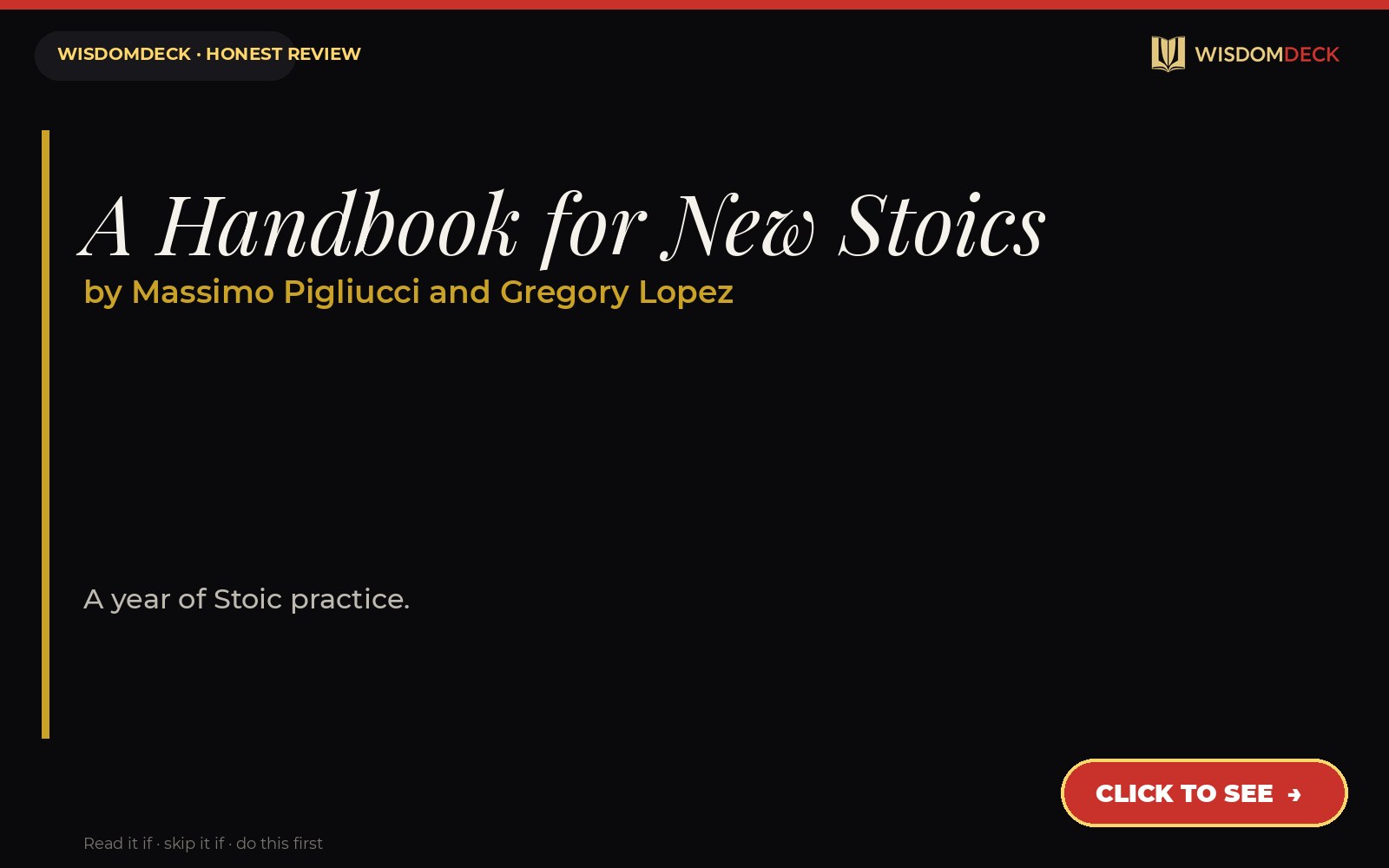 A Handbook for New Stoics by Massimo Pigliucci and Gregory Lopez — WisdomDeck review