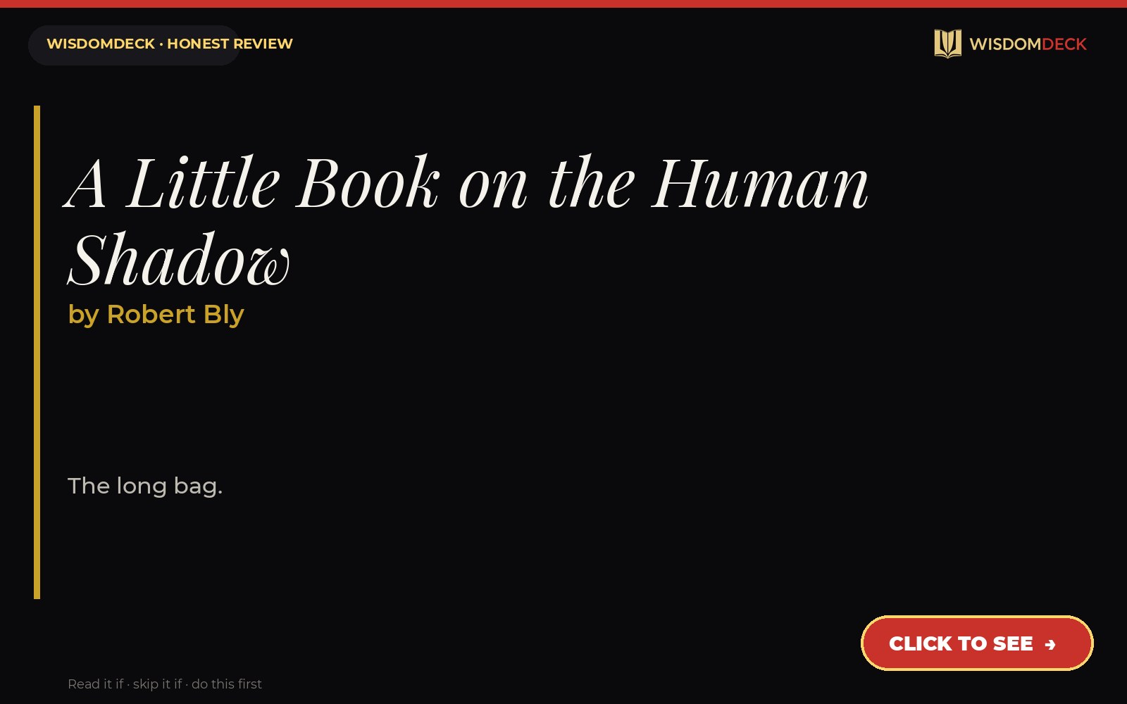 A Little Book on the Human Shadow by Robert Bly — WisdomDeck review