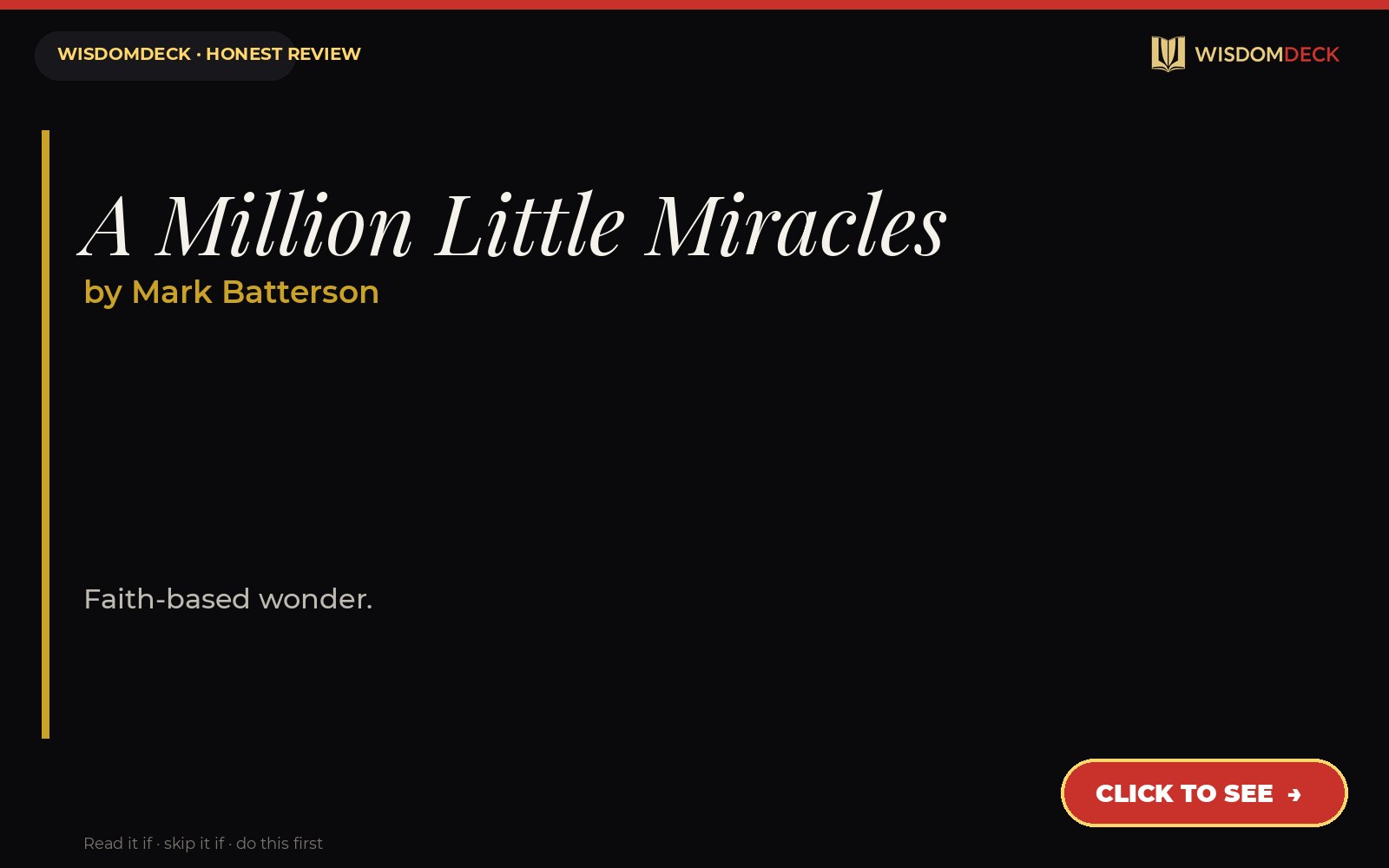 A Million Little Miracles by Mark Batterson — WisdomDeck review