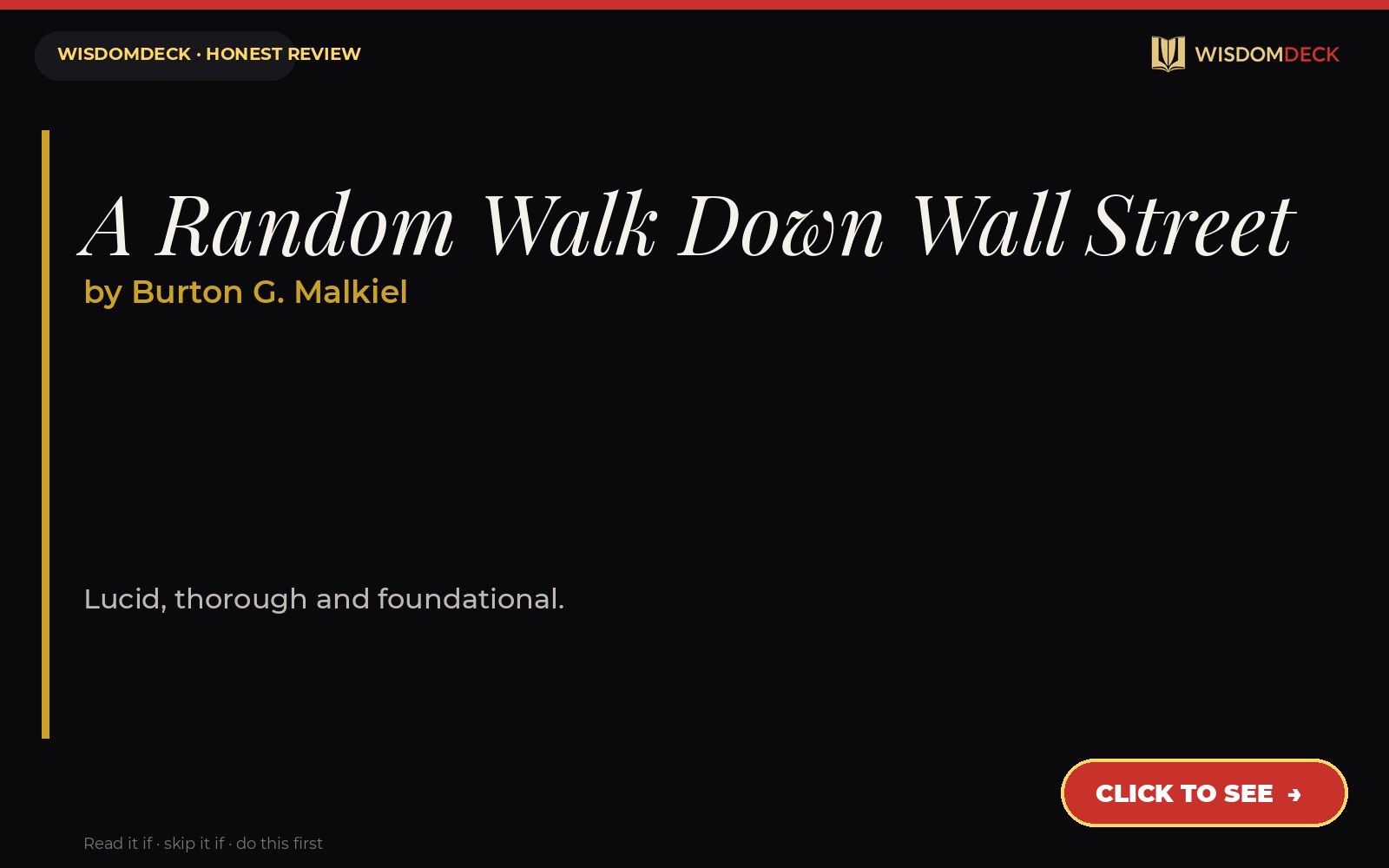 A Random Walk Down Wall Street by Burton G. Malkiel — WisdomDeck review