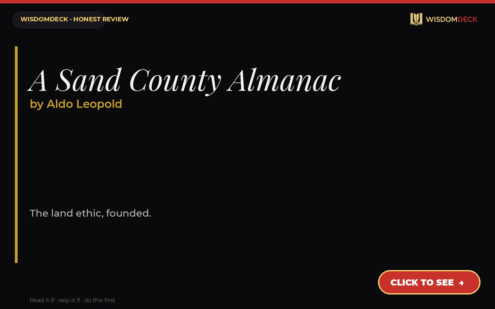 A Sand County Almanac by Aldo Leopold — WisdomDeck review
