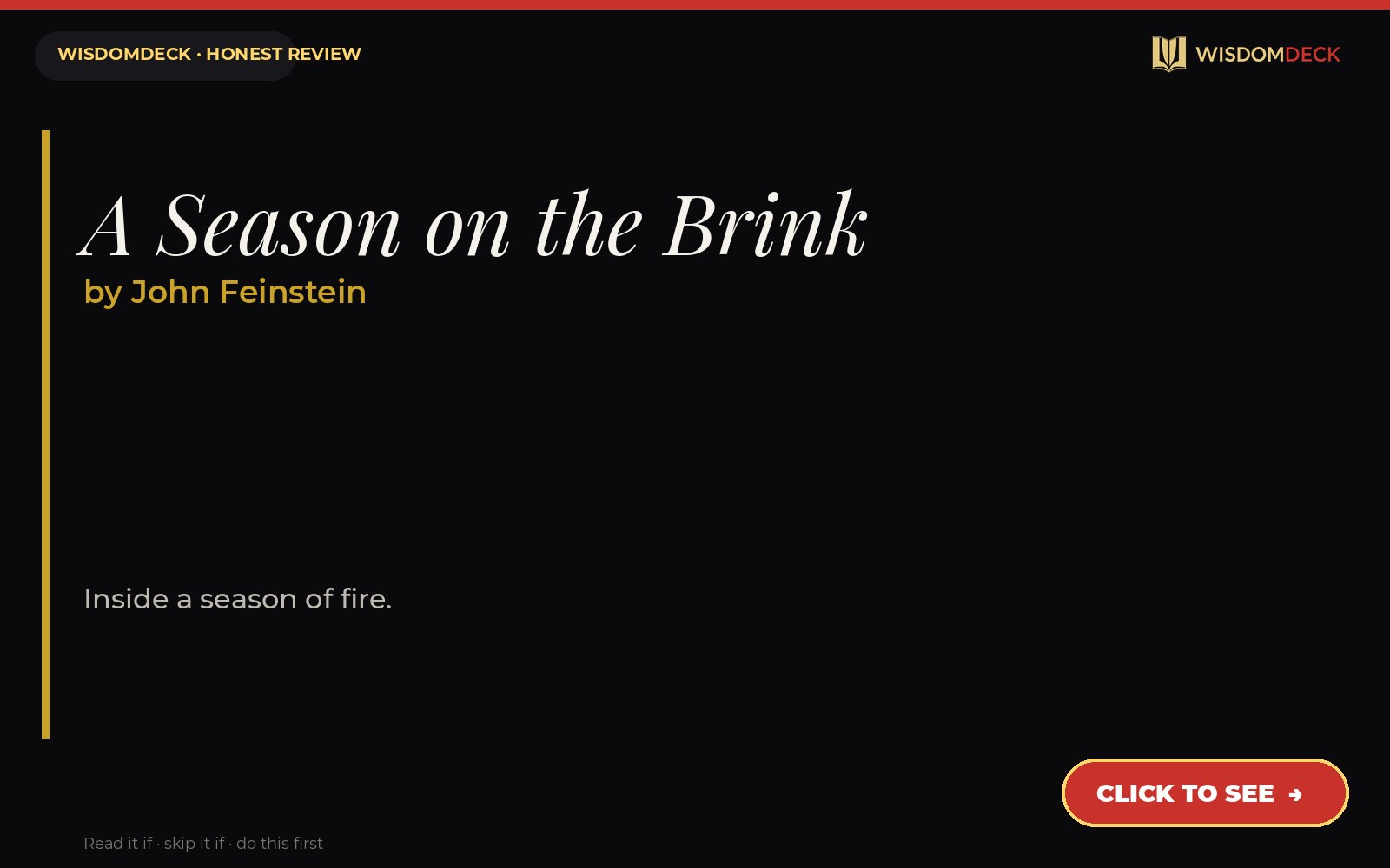 A Season on the Brink by John Feinstein — WisdomDeck review