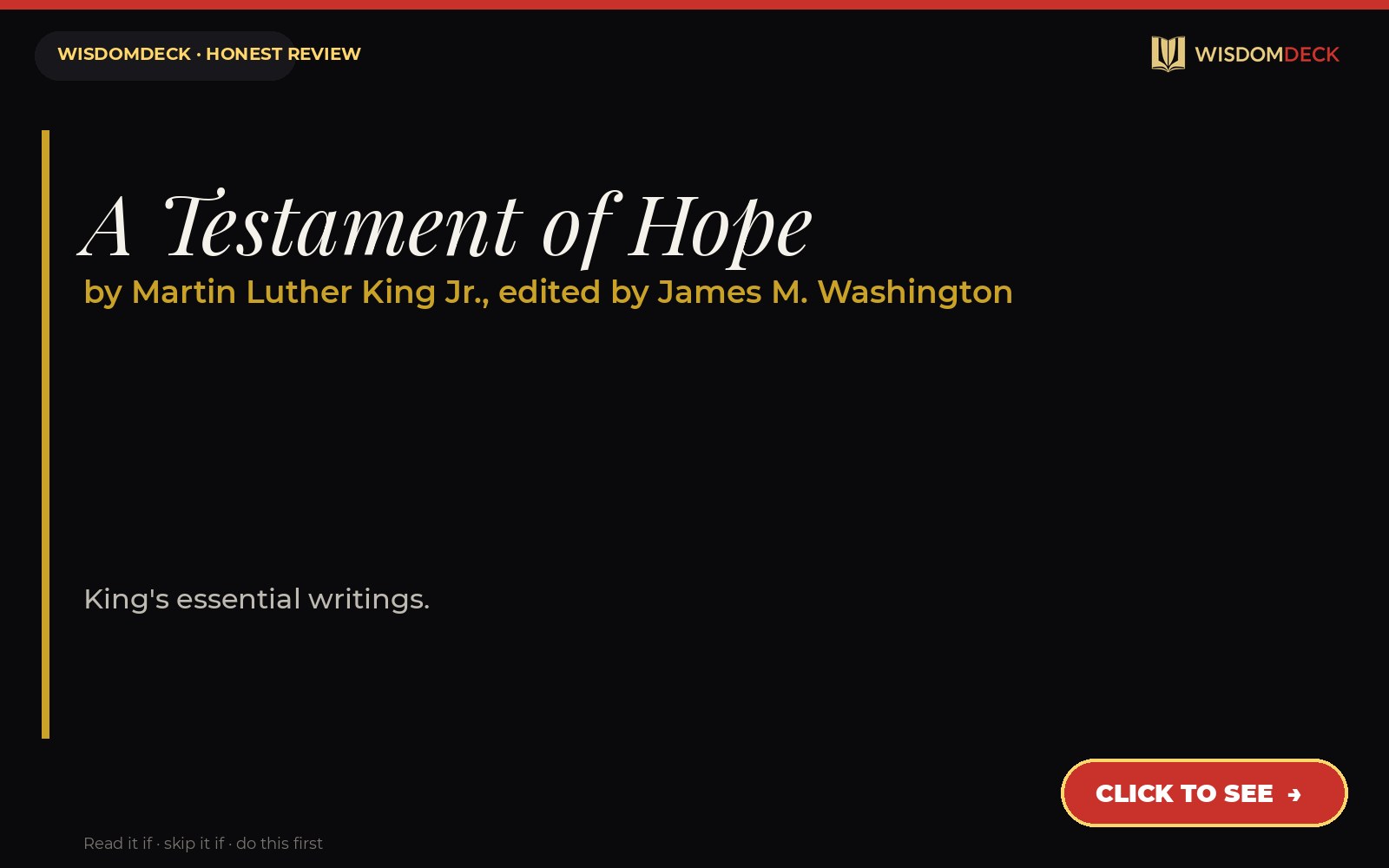 A Testament of Hope by Martin Luther King Jr., edited by James M. Washington — WisdomDeck review