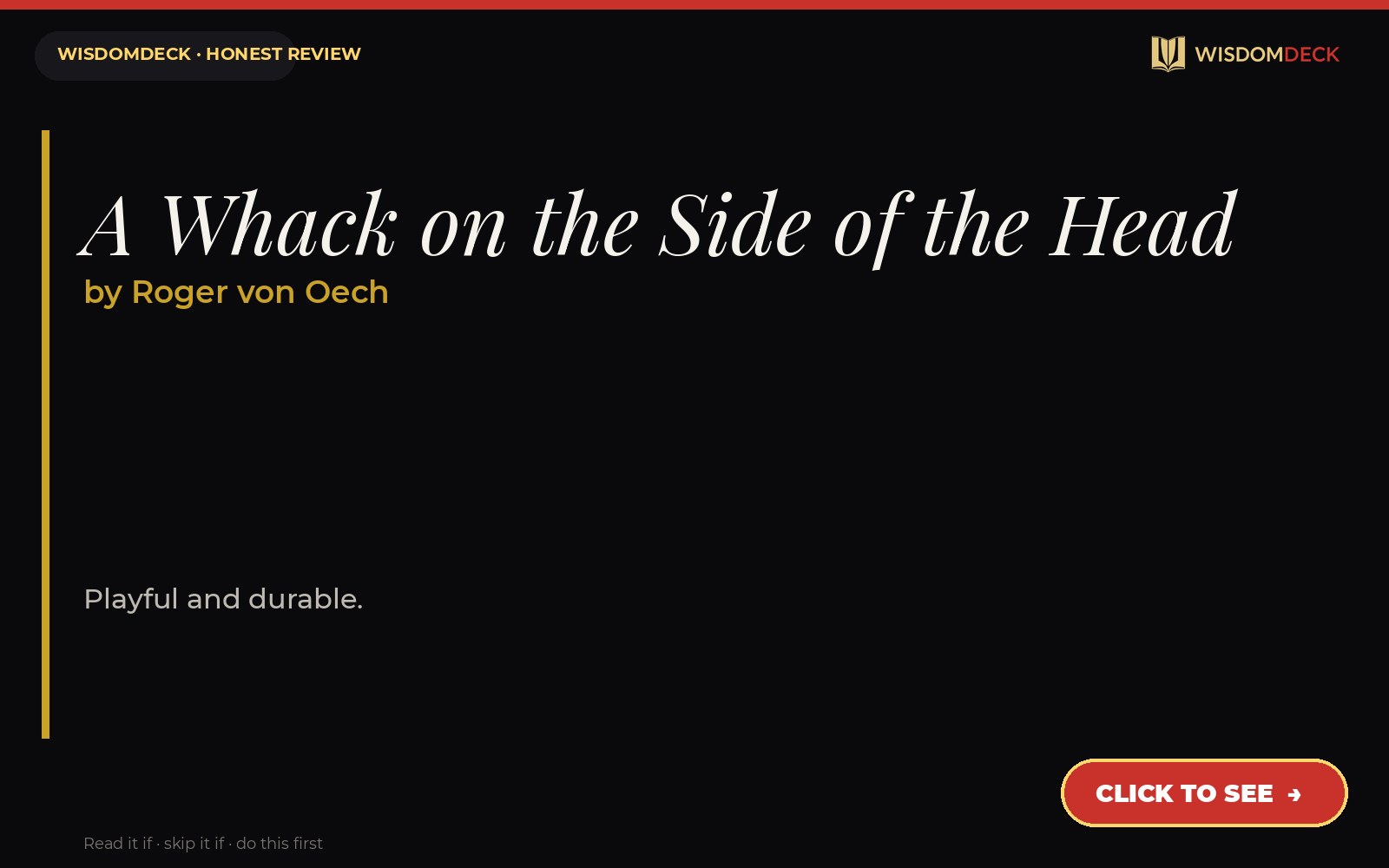 A Whack on the Side of the Head by Roger von Oech — WisdomDeck review