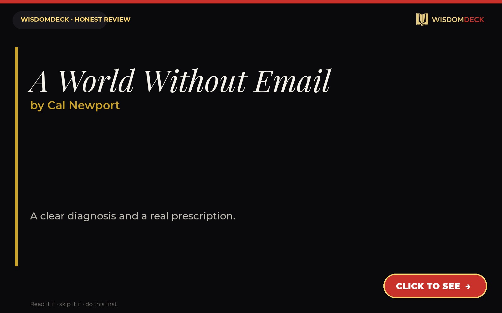 A World Without Email by Cal Newport — WisdomDeck review