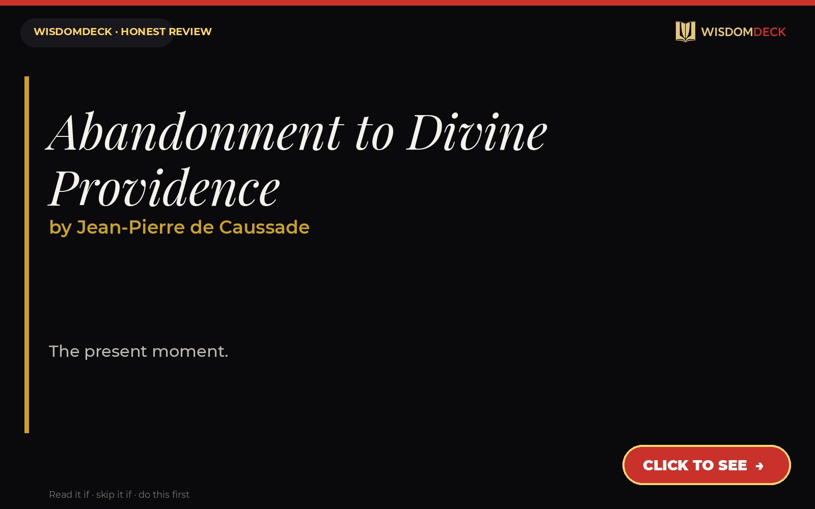 Abandonment to Divine Providence by Jean-Pierre de Caussade — WisdomDeck review