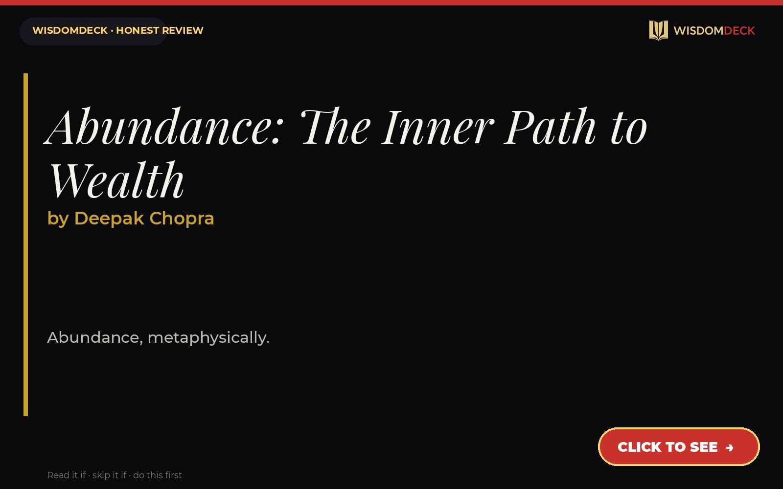 Abundance: The Inner Path to Wealth by Deepak Chopra — WisdomDeck review