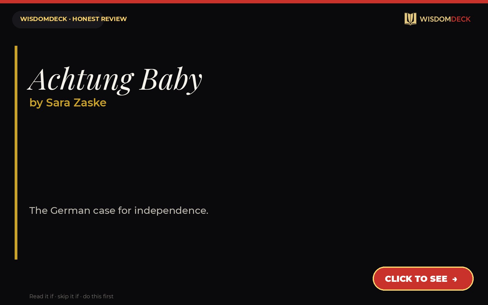 Achtung Baby by Sara Zaske — WisdomDeck review