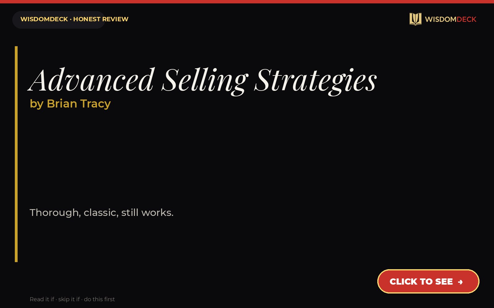 Advanced Selling Strategies by Brian Tracy — WisdomDeck review