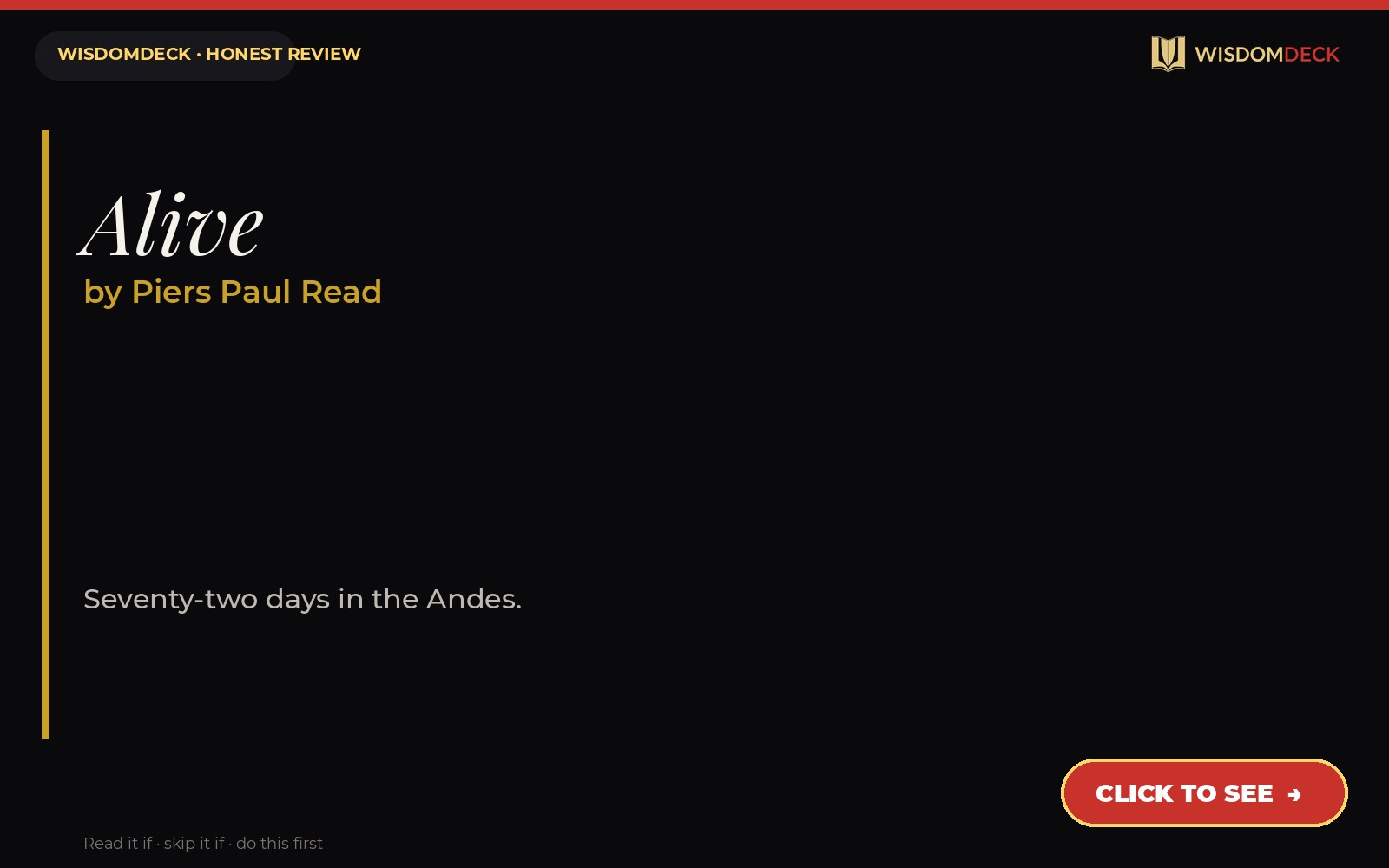 Alive by Piers Paul Read — WisdomDeck honest review