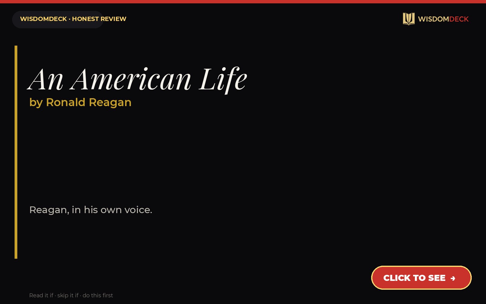 An American Life by Ronald Reagan — WisdomDeck review
