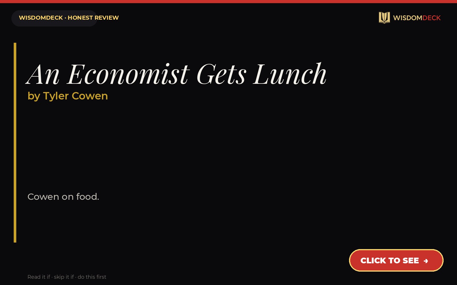 An Economist Gets Lunch by Tyler Cowen — WisdomDeck review