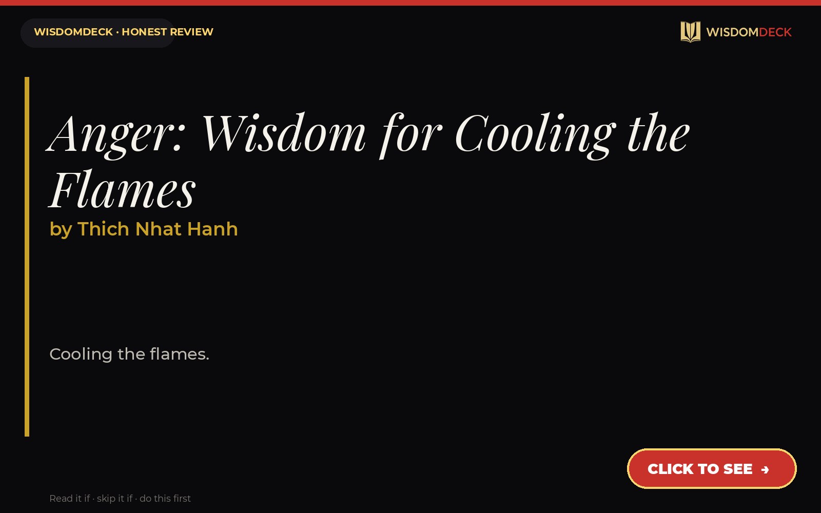 Anger by Thich Nhat Hanh — WisdomDeck honest review