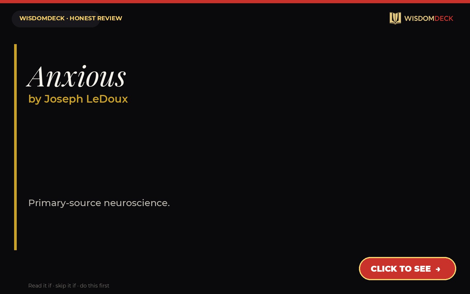 Anxious by Joseph LeDoux — WisdomDeck honest review