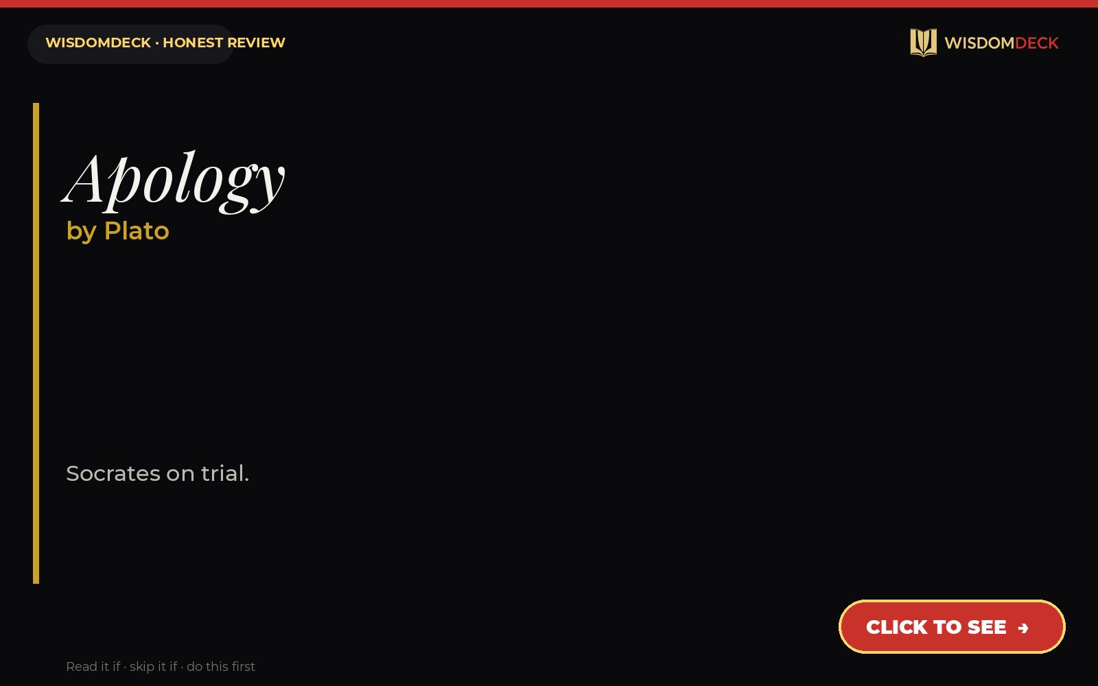 Apology by Plato — WisdomDeck honest review