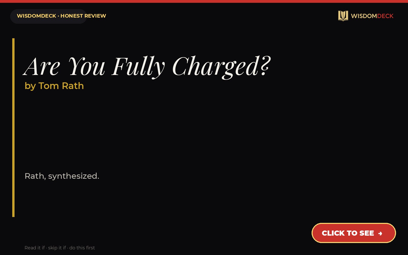 Are You Fully Charged? by Tom Rath — WisdomDeck review