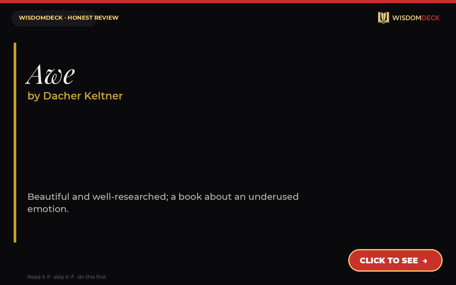 Awe by Dacher Keltner — WisdomDeck honest review