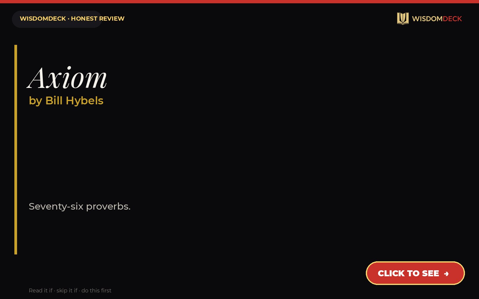 Axiom by Bill Hybels — WisdomDeck honest review